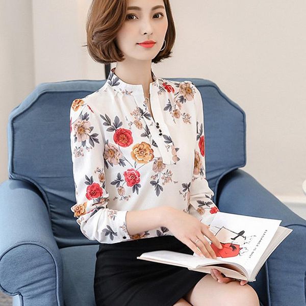 women's blouses & shirts lady chiffon blouse long sleeve spring wear v neck print shirt stand collar slim printed plus size clothes b96, White
women's blouses & shirts lady chiffon blouse long sleeve spring wear v neck print shirt stand collar slim printed plus size clothes b96, White