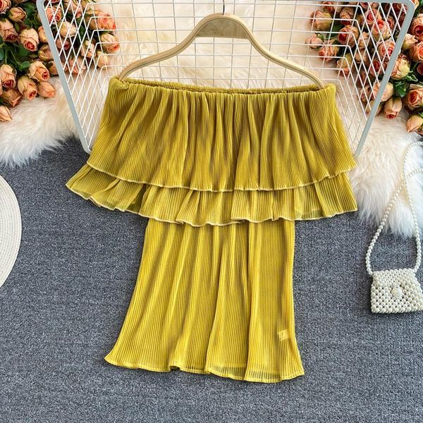 women's polos one-shoulder chiffon shirt short-sleeved summer korean version of the pleated ruffled off-shoulder top, White
women's polos one-shoulder chiffon shirt short-sleeved summer korean version of the pleated ruffled off-shoulder top, White
