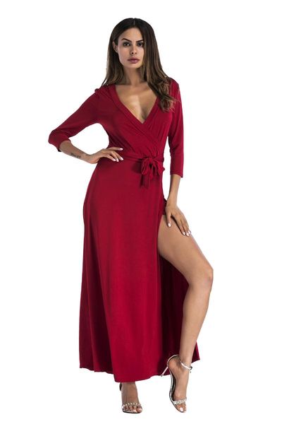 casual dresses long sleeve dress women solid v neck summer ankle-length maxi vestidos, Black;gray
casual dresses long sleeve dress women solid v neck summer ankle-length maxi vestidos, Black;gray