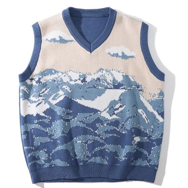 men's vests lacible men sweater vest streetwear snow mountain pattern knitted harajuku casual loose sleeveless autumn, Black;white
men's vests lacible men sweater vest streetwear snow mountain pattern knitted harajuku casual loose sleeveless autumn, Black;white
