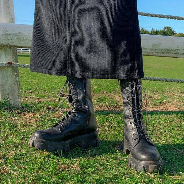 boots 2021 mid calf women autumn winter fashion lace-up zipper botas mujer sports platform heel ladies shoes, Black
boots 2021 mid calf women autumn winter fashion lace-up zipper botas mujer sports platform heel ladies shoes, Black