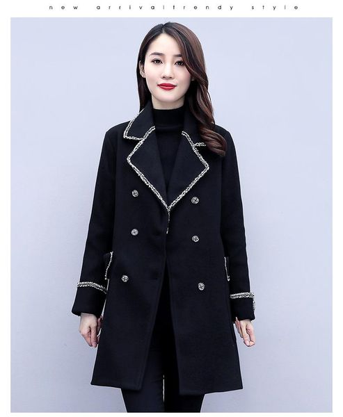 women's wool & blends autumn and winter black long coat outerwear 2021 ladies korean fashion loose warm clothes windbreaker jackets 
women's wool & blends autumn and winter black long coat outerwear 2021 ladies korean fashion loose warm clothes windbreaker jackets