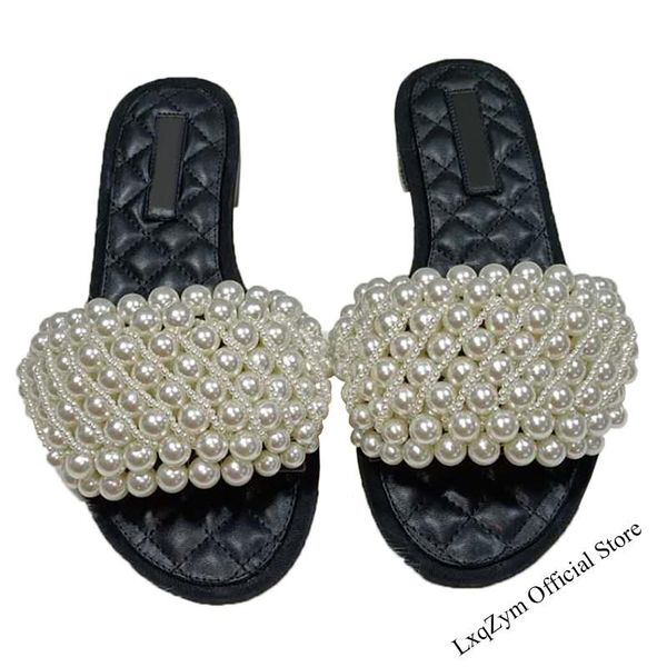 fashion 2021 summer design pretty ladies slippers pearls open toe upper flat heel women slides beach sandals, Black
fashion 2021 summer design pretty ladies slippers pearls open toe upper flat heel women slides beach sandals, Black
