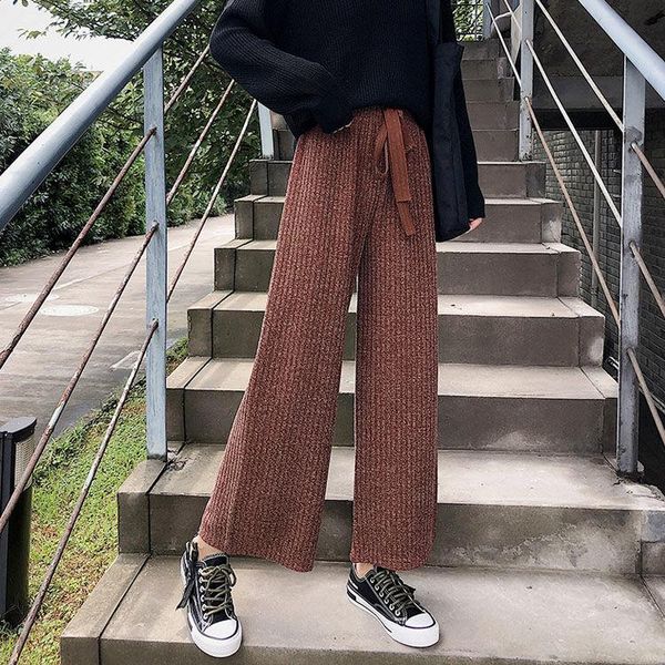 women's pants & capris women 2021 autumn winter solid color knitted trousers female loose high waist wide leg ladies ankle length c52, Black;white
women's pants & capris women 2021 autumn winter solid color knitted trousers female loose high waist wide leg ladies ankle length c52, Black;white