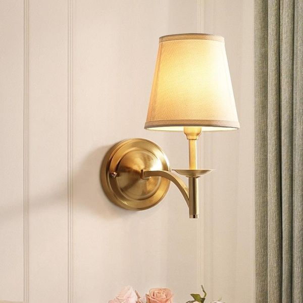 all-copper wall lamp simple bedroom bedside living room fabric european corridor single-head
all-copper wall lamp simple bedroom bedside living room fabric european corridor single-head