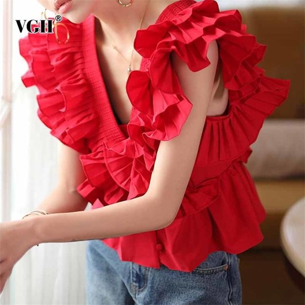 elegant patchwork ruffle shirt for women v neck short sleeve ruched slim red casual blouses female summer fashion style 210531, White
elegant patchwork ruffle shirt for women v neck short sleeve ruched slim red casual blouses female summer fashion style 210531, White