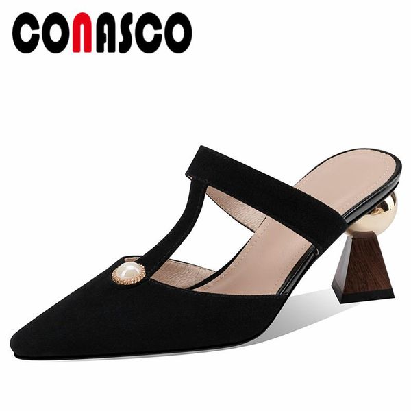 sandals conasco female mules pearl t-tied women fashion concise slippers casual strange heels kid suede summer shoes woman, Black
sandals conasco female mules pearl t-tied women fashion concise slippers casual strange heels kid suede summer shoes woman, Black