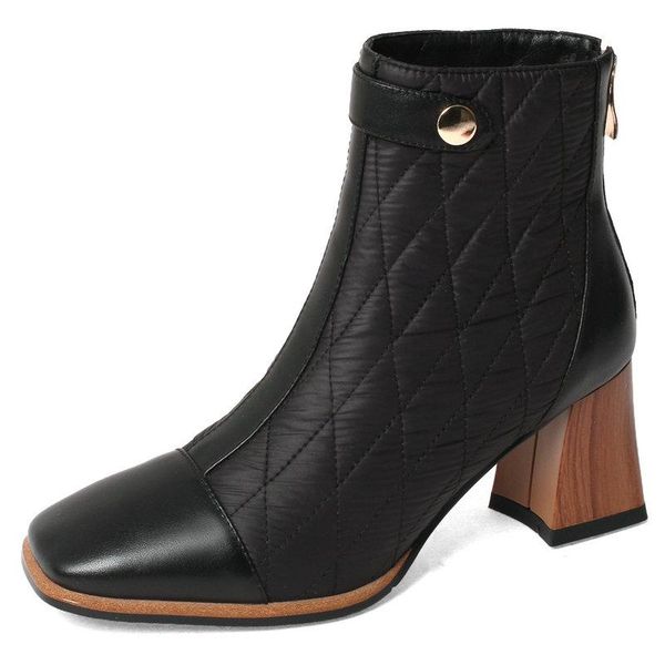 boots basic women ankle autumn winter patchwork genuine leather thick high heels office lady casual zipper shoes woman, Black
boots basic women ankle autumn winter patchwork genuine leather thick high heels office lady casual zipper shoes woman, Black