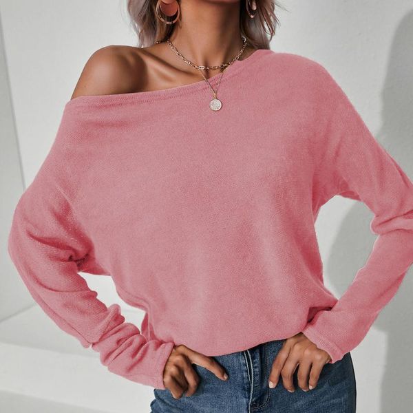 women's t-shirt long sleeve blouse o neck loose casual solid color pullover oversized knitted stretch blouses top, White
women's t-shirt long sleeve blouse o neck loose casual solid color pullover oversized knitted stretch blouses top, White