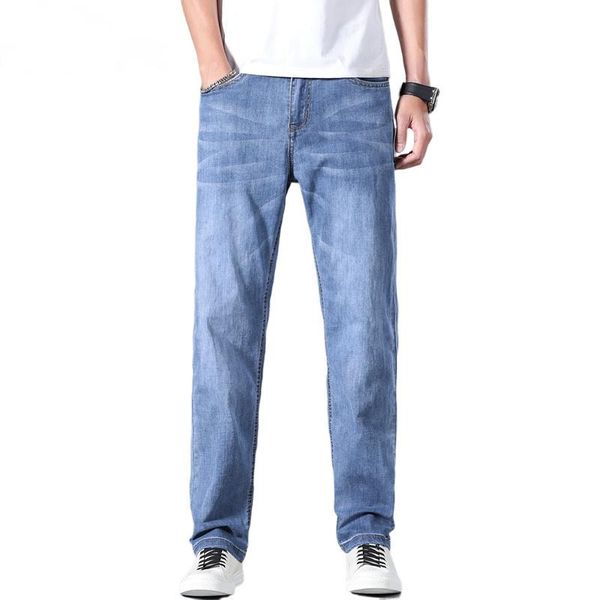 men's jeans 2021 spring/summer classic brand loose straight lightweight stretch large size fashion thin denim, Blue
men's jeans 2021 spring/summer classic brand loose straight lightweight stretch large size fashion thin denim, Blue