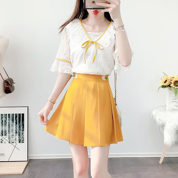 lace fashion skirt suit women summer cloth shirt and mini two piece set elegant cute girl matching oufit dress, White
lace fashion skirt suit women summer cloth shirt and mini two piece set elegant cute girl matching oufit dress, White