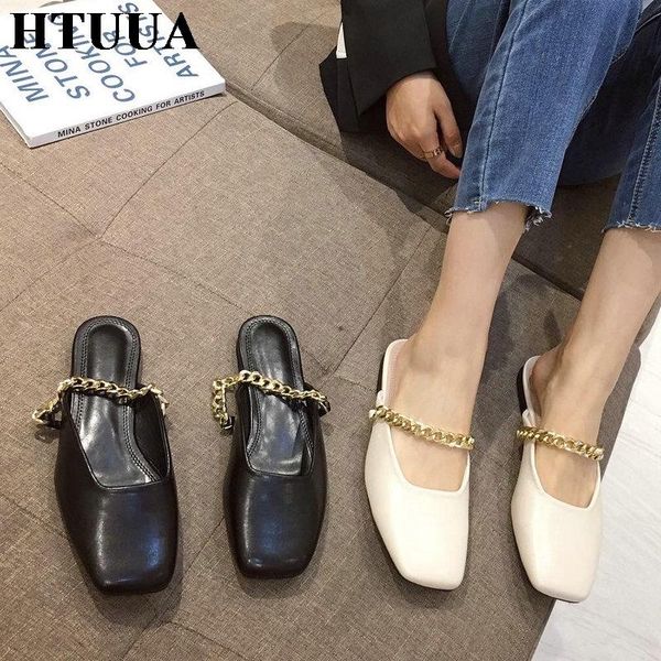 brand fashion square toe flat slippers women gold chain slip on mules shoes woman outside slides ladies sx4429, Black
brand fashion square toe flat slippers women gold chain slip on mules shoes woman outside slides ladies sx4429, Black