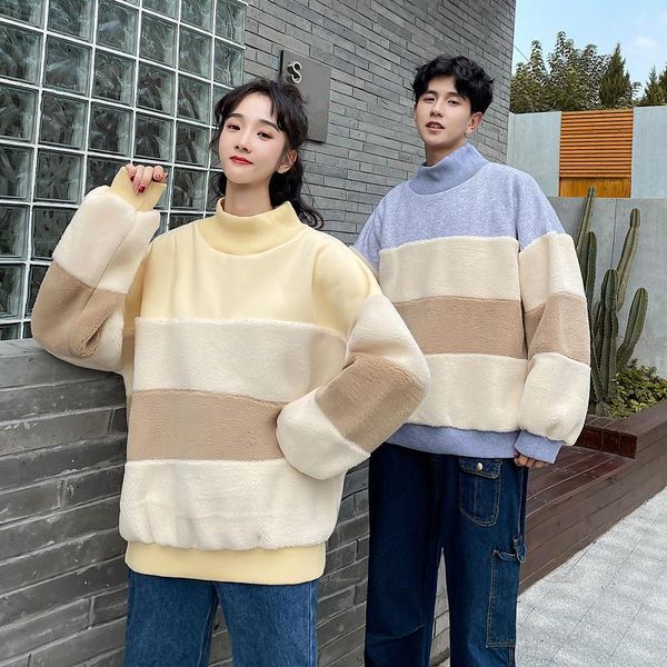women's hoodies & sweatshirts lovers outfit long sleeve splicing with velvet and cashmere high collar hoodie loose lamb wool couples cl, Black
women's hoodies & sweatshirts lovers outfit long sleeve splicing with velvet and cashmere high collar hoodie loose lamb wool couples cl, Black