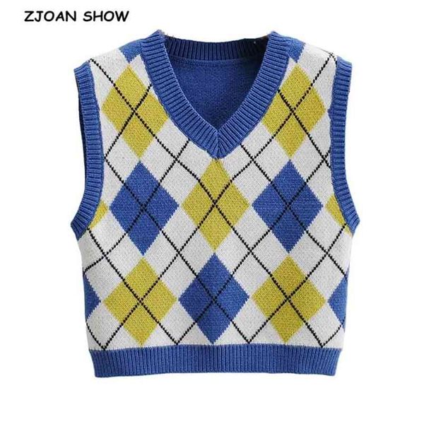 preppy style blue argyle plaid knitting sweater vest women 90's vintage korean clothing v neck crop tank y2k knitwear 210429, White;black
preppy style blue argyle plaid knitting sweater vest women 90's vintage korean clothing v neck crop tank y2k knitwear 210429, White;black