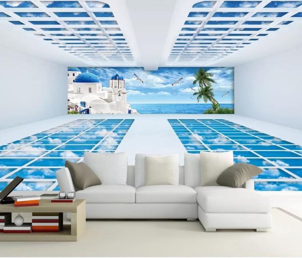wallpapers three-dimensional space aegean sea po 3d wallpaper custom modern living room sofa background wall painting art