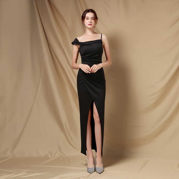 luxury evening dress 18710# toast bride 2021 spring one shoulder wedding slim banquet short evening, Black;gray
luxury evening dress 18710# toast bride 2021 spring one shoulder wedding slim banquet short evening, Black;gray