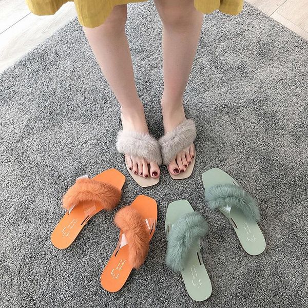 women's slippers brand summer square flat word open toe cross plush transparent fashion indoor wild sandals, Black
women's slippers brand summer square flat word open toe cross plush transparent fashion indoor wild sandals, Black