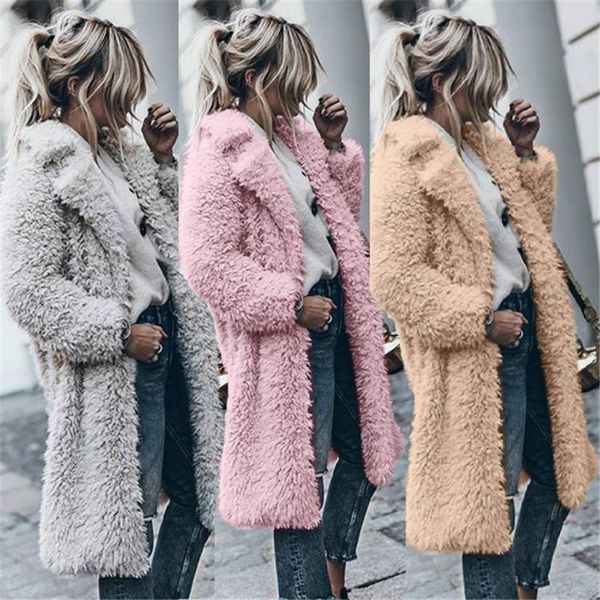 women's fur & faux 2021 winter long coat female plush teddy outwear women solid color warm lapel casual mid-length jacket, Black
women's fur & faux 2021 winter long coat female plush teddy outwear women solid color warm lapel casual mid-length jacket, Black