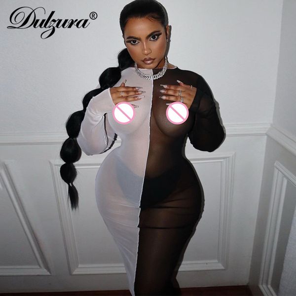 mesh patchwork women long sleeve midi dress see through sheer bodycon streetwear party club 2021 summer clothes, Black;white
mesh patchwork women long sleeve midi dress see through sheer bodycon streetwear party club 2021 summer clothes, Black;white