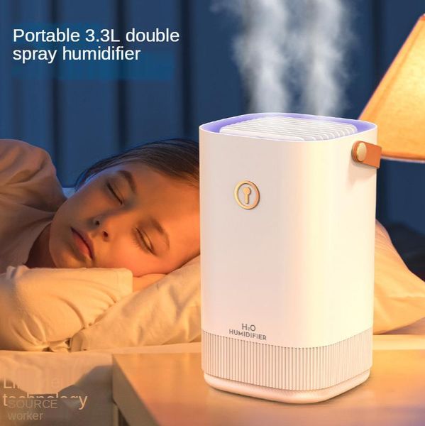 humidifiers style double spray humidifier, add water, colorful lights, aromatherapy, large-capacity household usb air humidifier k10