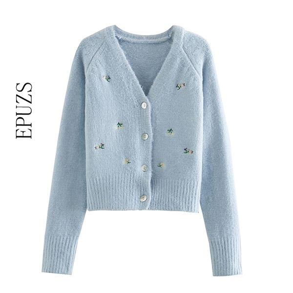 vintage floral embroidered knitted cardigan sweater v neck sweater winter long sleeve chic 210521, White
vintage floral embroidered knitted cardigan sweater v neck sweater winter long sleeve chic 210521, White