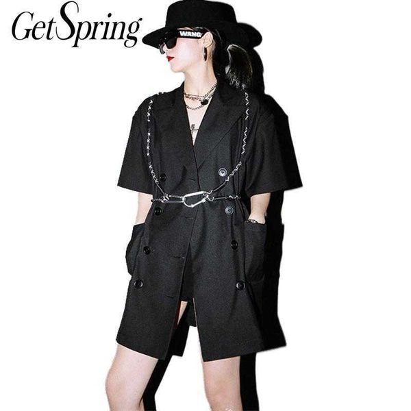 getspring women blazer patchwork short sleeve black long jackets casual loose double breasted coat 210601, White;black
getspring women blazer patchwork short sleeve black long jackets casual loose double breasted coat 210601, White;black