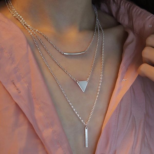 chokers fashion retro geometric metal triangle pendant multilayer gold colodr necklace party charm jewelry accessories for women, Golden;silver
chokers fashion retro geometric metal triangle pendant multilayer gold colodr necklace party charm jewelry accessories for women, Golden;silver