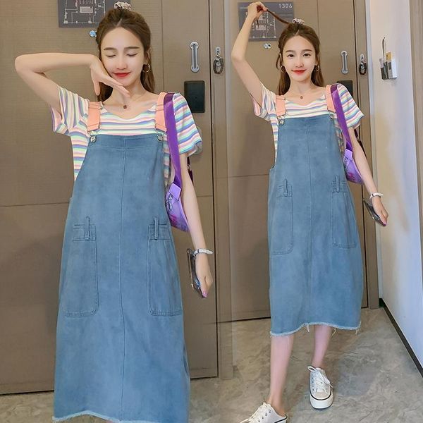 9497# 2021 summer casual denim maternity bib dress + striped tees sets loose clothes for pregnant women pregnancy clothing suits dresses, White
9497# 2021 summer casual denim maternity bib dress + striped tees sets loose clothes for pregnant women pregnancy clothing suits dresses, White