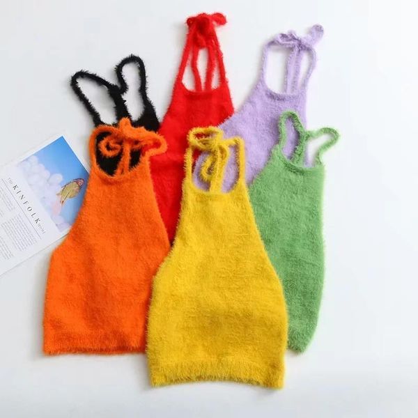 solid candy colors fluffy womens camis crop summer backless camisole girls sweet halter streetwear party club vest, White
solid candy colors fluffy womens camis crop summer backless camisole girls sweet halter streetwear party club vest, White
