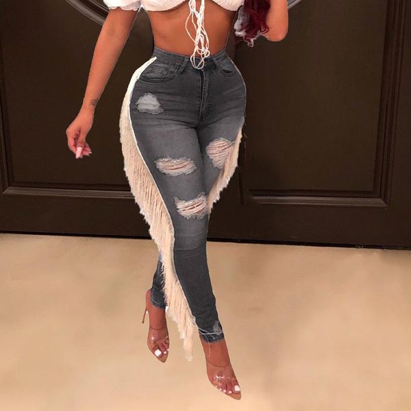 women's jeans women tassel design ripped skinny high waist washed holes casual streetwear, Blue
women's jeans women tassel design ripped skinny high waist washed holes casual streetwear, Blue