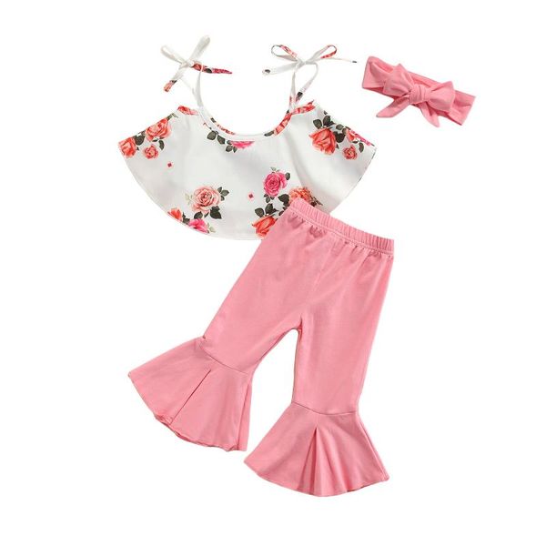 clothing sets 1-5years 3pcs kids summer outfits girls floral strappy loose crop + solid color flared trousers headband, White
clothing sets 1-5years 3pcs kids summer outfits girls floral strappy loose crop + solid color flared trousers headband, White