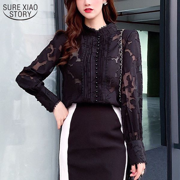 office lady long sleeve stand collar lace shirts women spring fashion button blouse plus size clothing 13053 210508, White
office lady long sleeve stand collar lace shirts women spring fashion button blouse plus size clothing 13053 210508, White