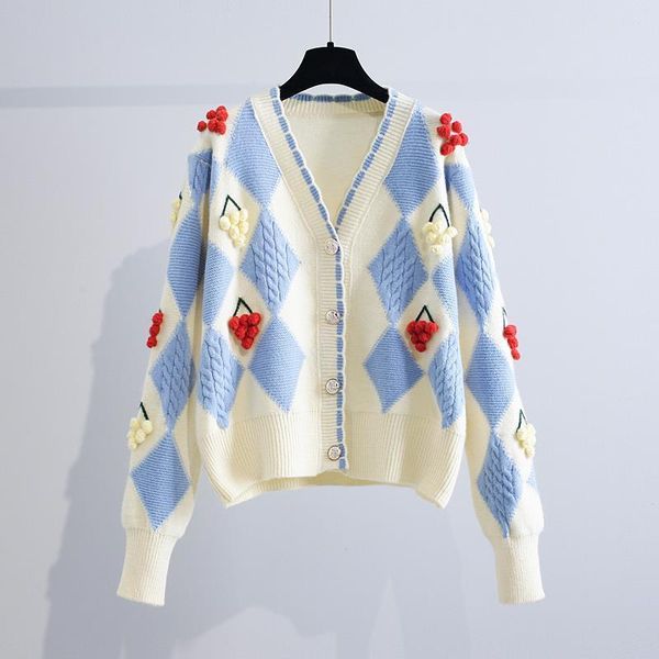 women's knits & tees women gentle 3d cherry crocheted sweater coat autumn winter loose lazy plaids knitted cardigan v-neck knitwear jac, White
women's knits & tees women gentle 3d cherry crocheted sweater coat autumn winter loose lazy plaids knitted cardigan v-neck knitwear jac, White
