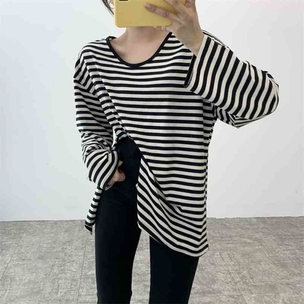 streetwear oversize loose all match fashion striped tee casual chic minimalist basic full sleeves t-shirts 210525, Black;brown
streetwear oversize loose all match fashion striped tee casual chic minimalist basic full sleeves t-shirts 210525, Black;brown