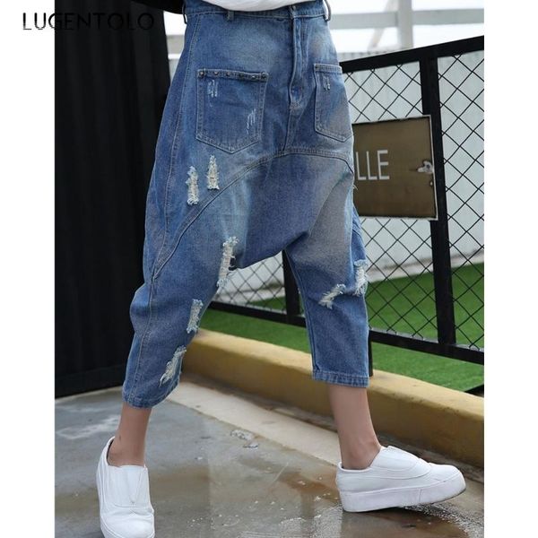lugentolo jeans woman cross pants 2021 summer korean fashion calf-length ripped loose pockets button cotton women's, Blue
lugentolo jeans woman cross pants 2021 summer korean fashion calf-length ripped loose pockets button cotton women's, Blue