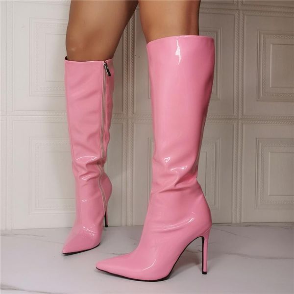 boots plus size 45 46 47 sweet woman shoes long botte femme pointed toe stiletto heel zipper knee high pink plain patent leather, Black
boots plus size 45 46 47 sweet woman shoes long botte femme pointed toe stiletto heel zipper knee high pink plain patent leather, Black