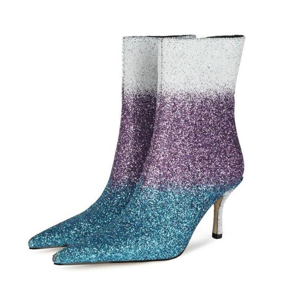 boots 2021 autumn winter pointed sequined women's short fashion zipper mixed colors ankle thin heel lady shoes, Black
boots 2021 autumn winter pointed sequined women's short fashion zipper mixed colors ankle thin heel lady shoes, Black