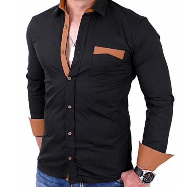 men's casual shirts mens dress shirt office business button up slim fit man patchwork solid color long sleeve white lapel bottomed, White;black
men's casual shirts mens dress shirt office business button up slim fit man patchwork solid color long sleeve white lapel bottomed, White;black