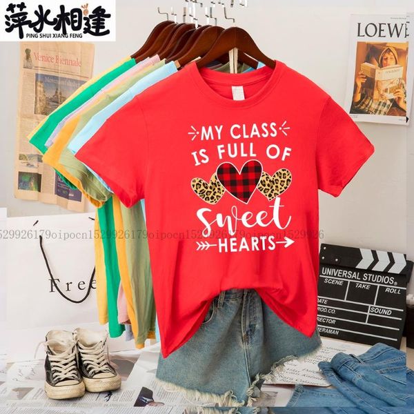 women's t-shirt my class is full of sweet hearts print teacher shirt for women short sleeve loose femme valentine's day gift, White
women's t-shirt my class is full of sweet hearts print teacher shirt for women short sleeve loose femme valentine's day gift, White