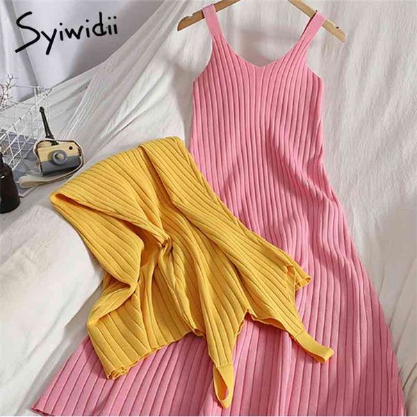 knitted pink dresses women summer v neck korean club party slim sleeveless spaghetti strap yellow long dress 210607, Black;gray
knitted pink dresses women summer v neck korean club party slim sleeveless spaghetti strap yellow long dress 210607, Black;gray