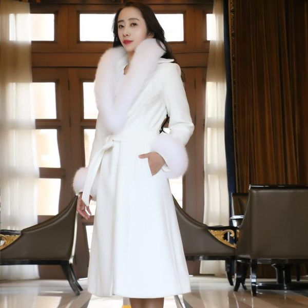 women's wool & blends korean-style mid-length woolen coat big fur collar slim-fit long-sleeved solid color spring and autumn 2021, Black
women's wool & blends korean-style mid-length woolen coat big fur collar slim-fit long-sleeved solid color spring and autumn 2021, Black
