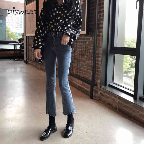 jean korean high waist stretch woman college style ny irregular flared ladies simple solid slim women's jeans, Blue
jean korean high waist stretch woman college style ny irregular flared ladies simple solid slim women's jeans, Blue