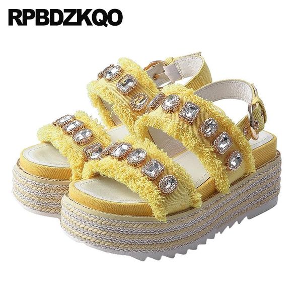 women wedge platform sandals shoes 2021 flatform yellow pumps rhinestone jeans jewel diamond crystal denim female, Black
women wedge platform sandals shoes 2021 flatform yellow pumps rhinestone jeans jewel diamond crystal denim female, Black