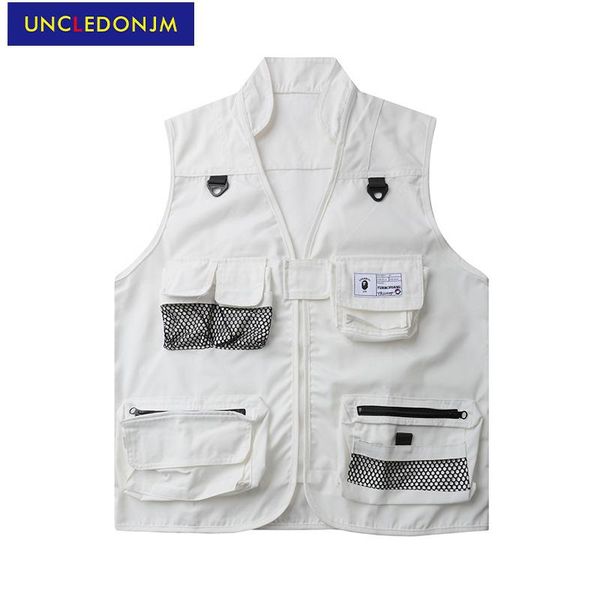 men's vests uncledonjm functional style multi pocket tooling vest ribbon bf harajuku fashion sleeveless jacket techwear 913, Black;white
men's vests uncledonjm functional style multi pocket tooling vest ribbon bf harajuku fashion sleeveless jacket techwear 913, Black;white