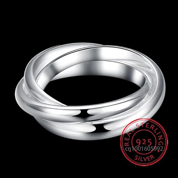 cluster rings elegant fine beautiful fashion 925 sterling silver jewelry ring three circles anel de prata bijoux size 5-10, Golden;silver