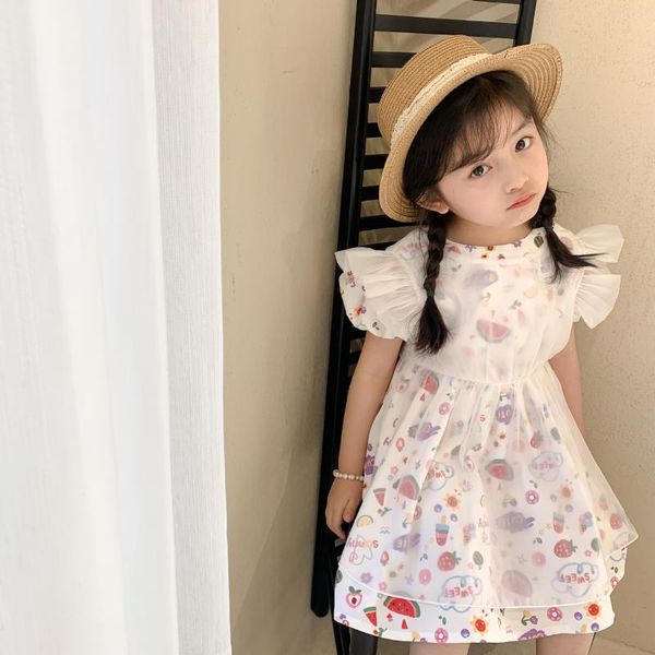 children's summer idyllic watermelon fruit full print bubble sleeve gauze dress for girls girl's dresses, Red;yellow
children's summer idyllic watermelon fruit full print bubble sleeve gauze dress for girls girl's dresses, Red;yellow
