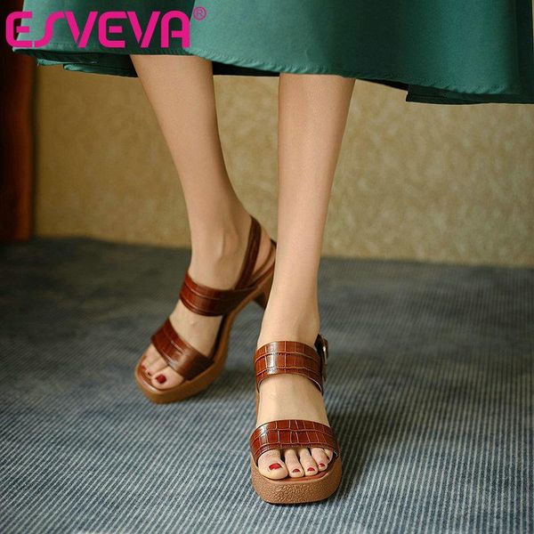sandals esveva 2021 elegant leather open toe platform basic women shoes summer fashion square high heel buckle female size 34-42, Black
sandals esveva 2021 elegant leather open toe platform basic women shoes summer fashion square high heel buckle female size 34-42, Black