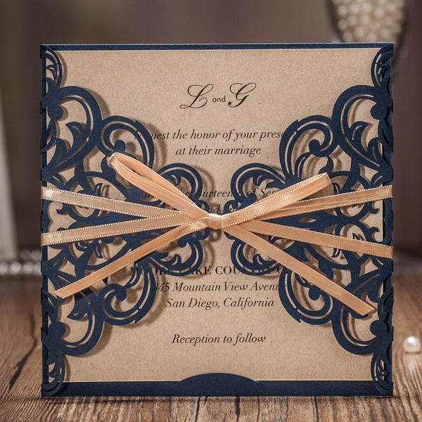greeting cards 20pcs classic navy blue laser cut wedding invitation with hollow flower gold ribbon for marriage birthday party cw6175b
greeting cards 20pcs classic navy blue laser cut wedding invitation with hollow flower gold ribbon for marriage birthday party cw6175b