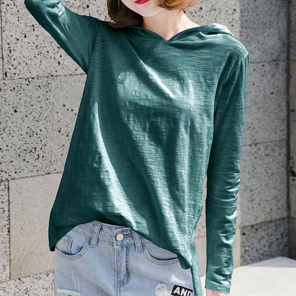 long-sleeved hooded cotton women t-shirts 2021 summer thin casual all match female pulls tees women's t-shirt, White
long-sleeved hooded cotton women t-shirts 2021 summer thin casual all match female pulls tees women's t-shirt, White