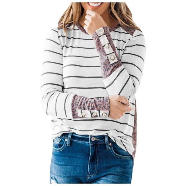 women's blouses & shirts plus size leopard striped harajuku blouse womens loose o-neck long sleeve stitching of cuffs shirt blusas chem, White
women's blouses & shirts plus size leopard striped harajuku blouse womens loose o-neck long sleeve stitching of cuffs shirt blusas chem, White